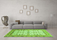 Machine Washable Abstract Green Modern Rug, wshabs3102grn