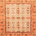 Square Machine Washable Abstract Orange Modern Area Rugs, wshabs3102org