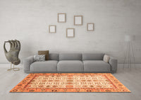 Machine Washable Abstract Orange Modern Rug, wshabs3102org