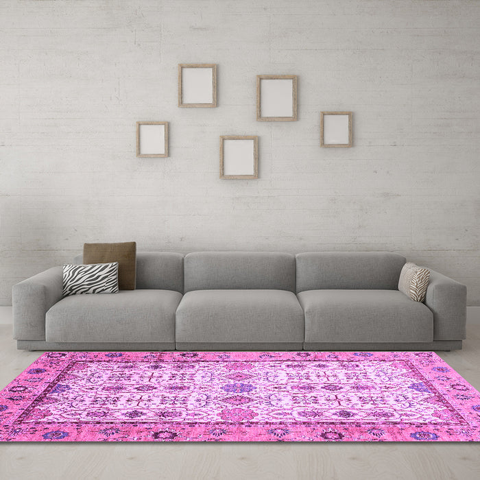 Machine Washable Abstract Purple Modern Area Rugs in a Living Room, wshabs3102pur