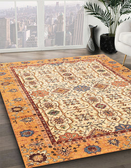 Machine Washable Abstract Chocolate Brown Rug in a Family Room, wshabs3102
