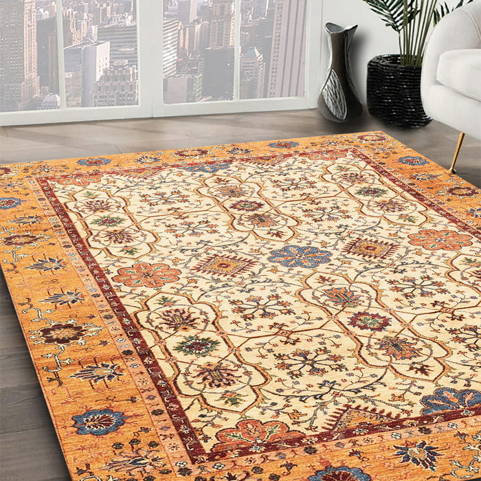 Machine Washable Abstract Chocolate Brown Rug in a Family Room, wshabs3102