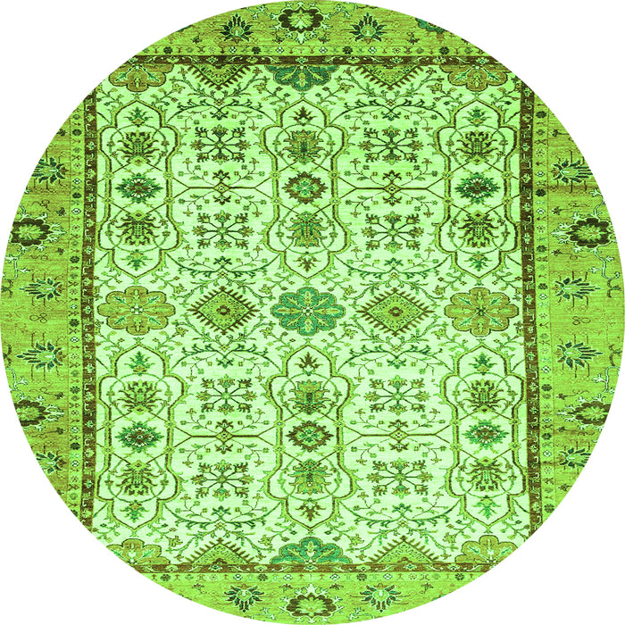 Round Machine Washable Abstract Green Modern Area Rugs, wshabs3102grn