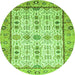 Round Machine Washable Abstract Green Modern Area Rugs, wshabs3102grn