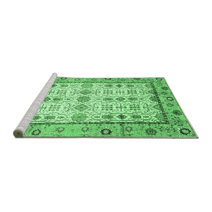 Sideview of Machine Washable Abstract Emerald Green Modern Area Rugs, wshabs3102emgrn