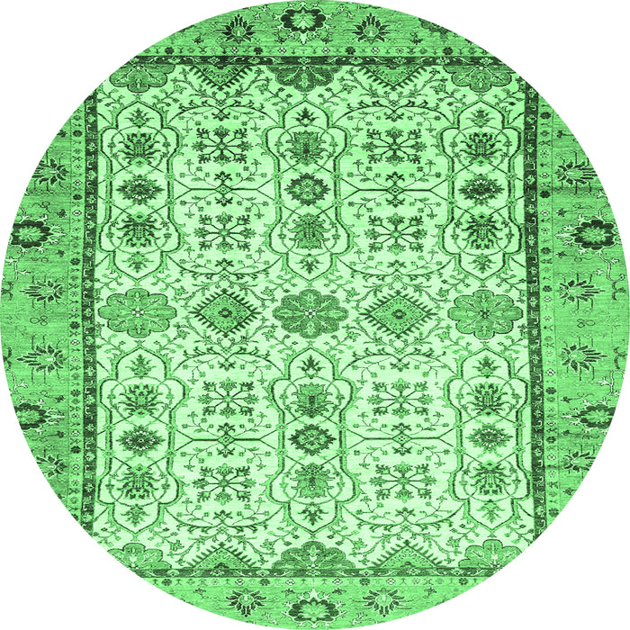 Round Abstract Emerald Green Modern Rug, abs3102emgrn