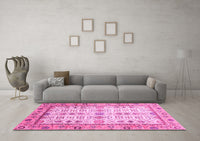 Machine Washable Abstract Pink Modern Rug, wshabs3102pnk