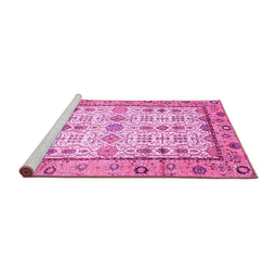 Sideview of Machine Washable Abstract Pink Modern Rug, wshabs3102pnk
