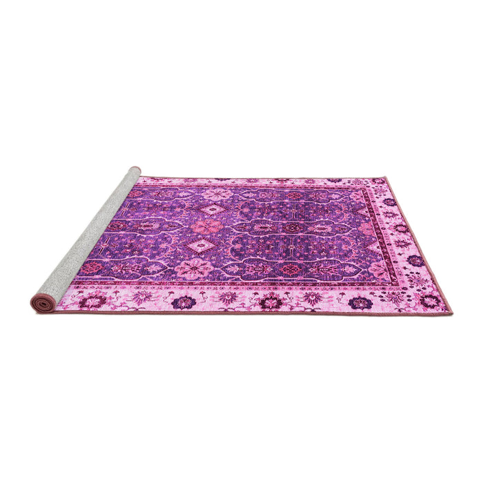 Sideview of Machine Washable Oriental Pink Traditional Rug, wshabs3103pnk