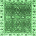 Square Machine Washable Oriental Emerald Green Traditional Area Rugs, wshabs3103emgrn