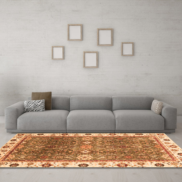 Machine Washable Oriental Orange Traditional Area Rugs in a Living Room, wshabs3103org