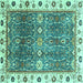 Square Oriental Turquoise Traditional Rug, abs3103turq