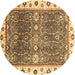 Round Machine Washable Oriental Brown Traditional Rug, wshabs3103brn