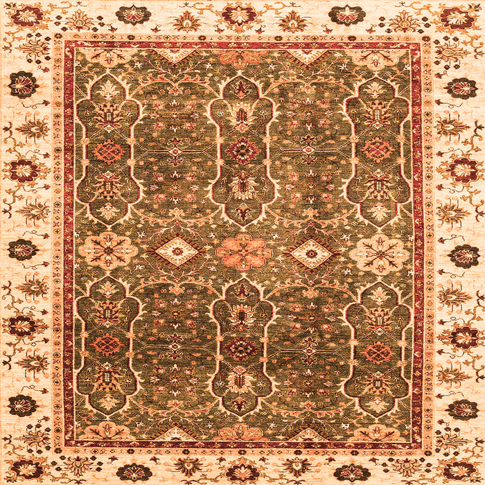 Square Oriental Orange Traditional Rug, abs3103org