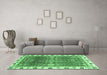 Machine Washable Oriental Emerald Green Traditional Area Rugs in a Living Room,, wshabs3103emgrn