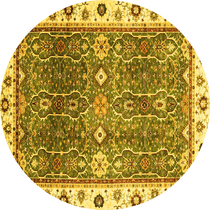 Round Oriental Yellow Traditional Rug, abs3103yw