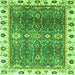 Square Machine Washable Oriental Green Traditional Area Rugs, wshabs3103grn