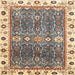 Square Abstract Coffee Brown Oriental Rug, abs3103