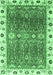 Machine Washable Oriental Emerald Green Traditional Area Rugs, wshabs3103emgrn