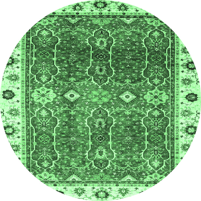 Round Oriental Emerald Green Traditional Rug, abs3103emgrn