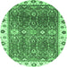 Round Oriental Emerald Green Traditional Rug, abs3103emgrn