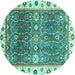 Round Oriental Turquoise Traditional Rug, abs3103turq