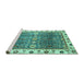 Sideview of Machine Washable Oriental Turquoise Traditional Area Rugs, wshabs3103turq