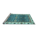 Sideview of Machine Washable Oriental Light Blue Traditional Rug, wshabs3103lblu