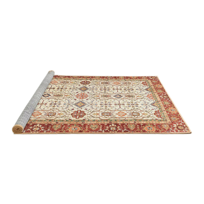 Sideview of Machine Washable Abstract Red Rug, wshabs3104