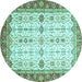 Round Oriental Turquoise Traditional Rug, abs3104turq