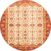 Round Oriental Orange Traditional Rug, abs3104org