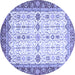 Round Machine Washable Oriental Blue Traditional Rug, wshabs3104blu