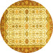 Round Oriental Yellow Traditional Rug, abs3104yw