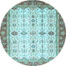 Round Machine Washable Oriental Light Blue Traditional Rug, wshabs3104lblu