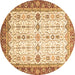 Round Oriental Brown Traditional Rug, abs3104brn