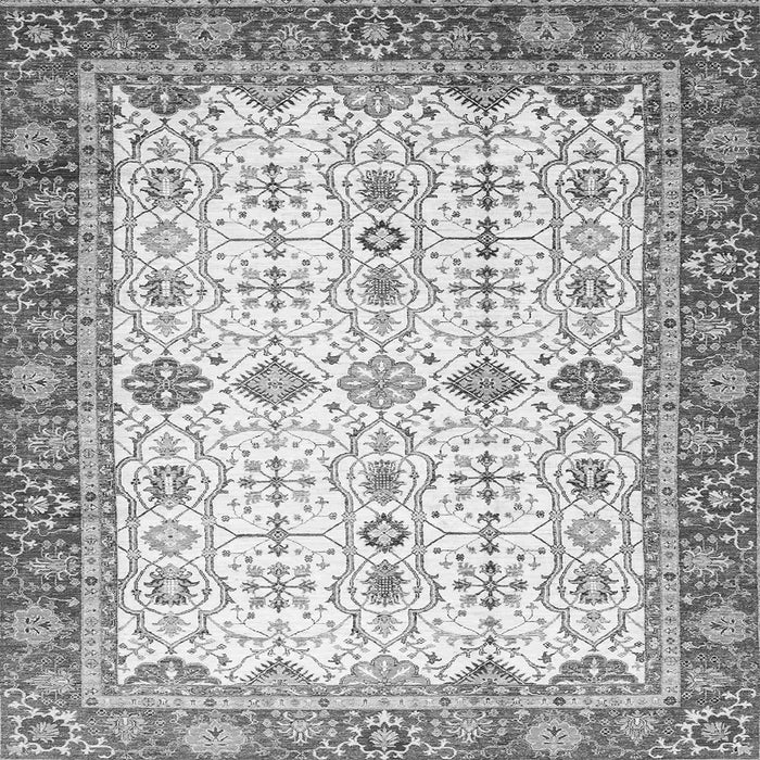 Square Machine Washable Oriental Gray Traditional Rug, wshabs3104gry
