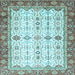 Square Machine Washable Oriental Light Blue Traditional Rug, wshabs3104lblu