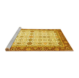 Sideview of Machine Washable Oriental Yellow Traditional Rug, wshabs3104yw