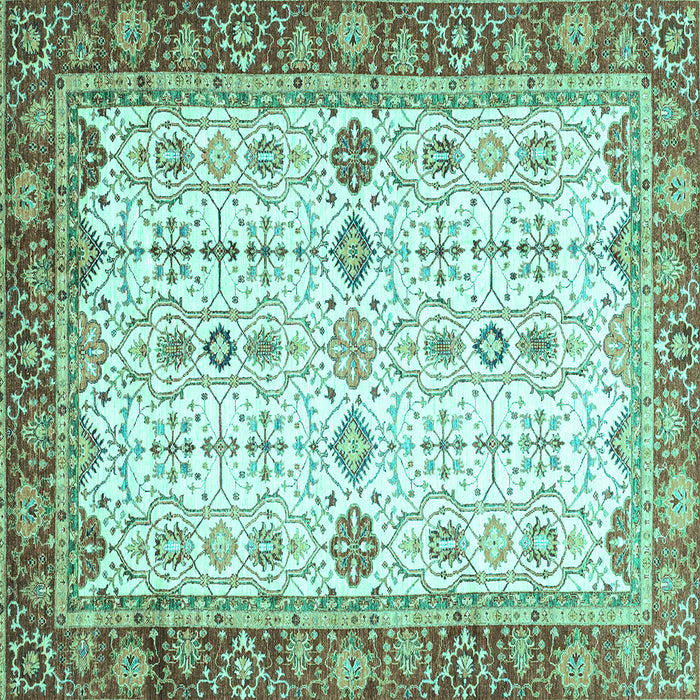 Square Oriental Turquoise Traditional Rug, abs3104turq