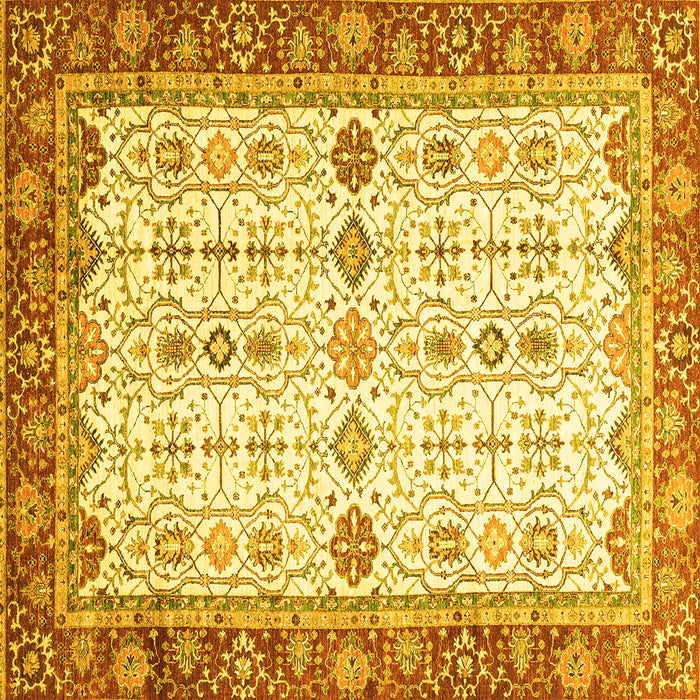 Square Machine Washable Oriental Yellow Traditional Rug, wshabs3104yw