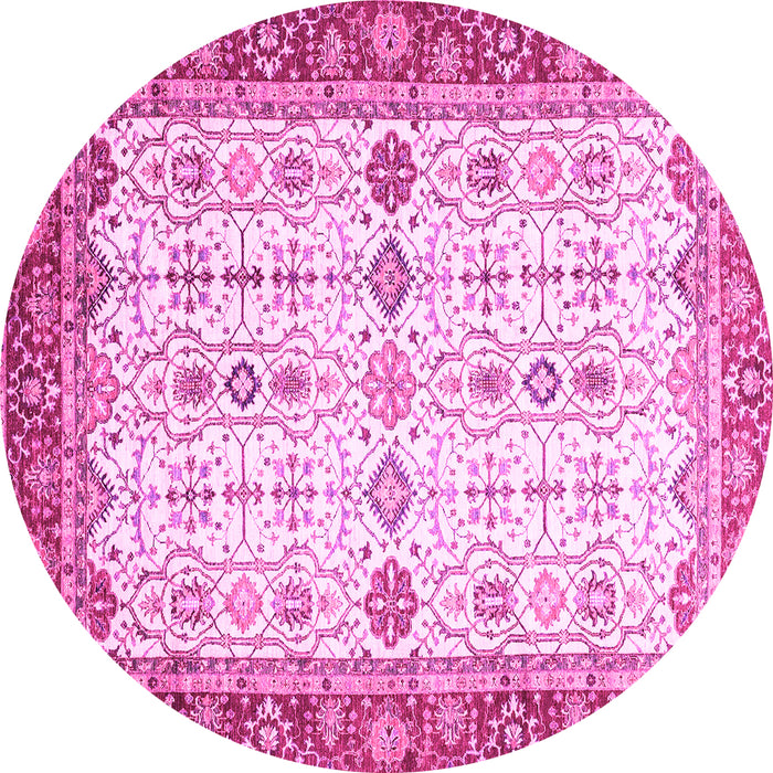 Round Oriental Pink Traditional Rug, abs3104pnk