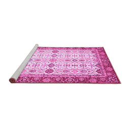 Sideview of Machine Washable Oriental Pink Traditional Rug, wshabs3104pnk
