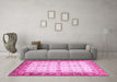 Machine Washable Oriental Pink Traditional Rug in a Living Room, wshabs3104pnk