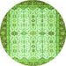 Round Oriental Green Traditional Rug, abs3104grn