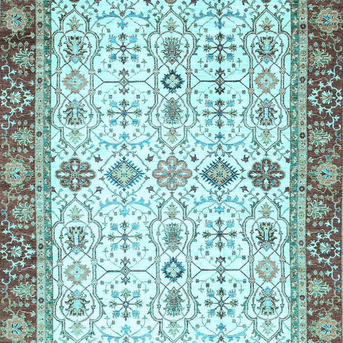 Machine Washable Oriental Light Blue Traditional Rug, wshabs3104lblu