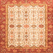 Square Oriental Orange Traditional Rug, abs3104org