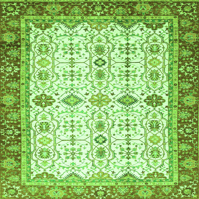Square Oriental Green Traditional Rug, abs3104grn