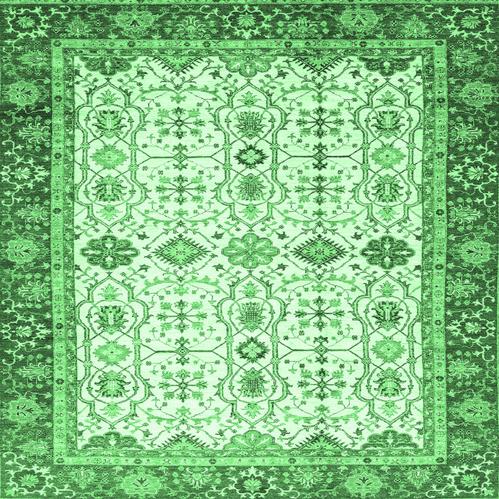 Square Oriental Emerald Green Traditional Rug, abs3104emgrn