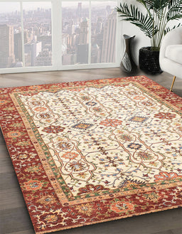 Machine Washable Abstract Red Rug in a Family Room, wshabs3104