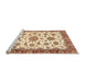 Sideview of Machine Washable Abstract Brown Gold Rug, wshabs3105